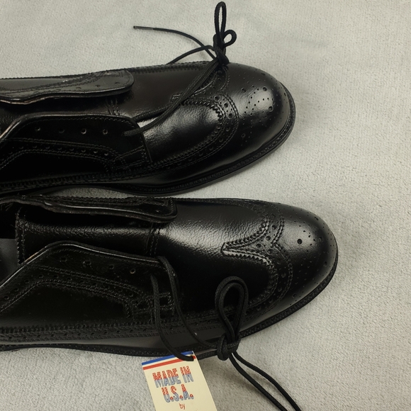 Lehigh Safety Shoes Longwing Steel Toe Wingtip Brogue Pebbled Leather Black 1701 - Picture 4 of 13